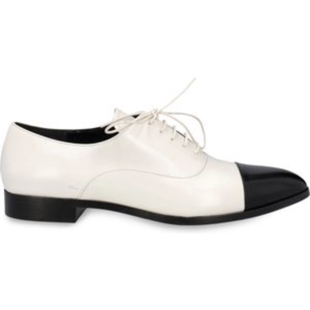 Prada Black and White Leather Oxfords